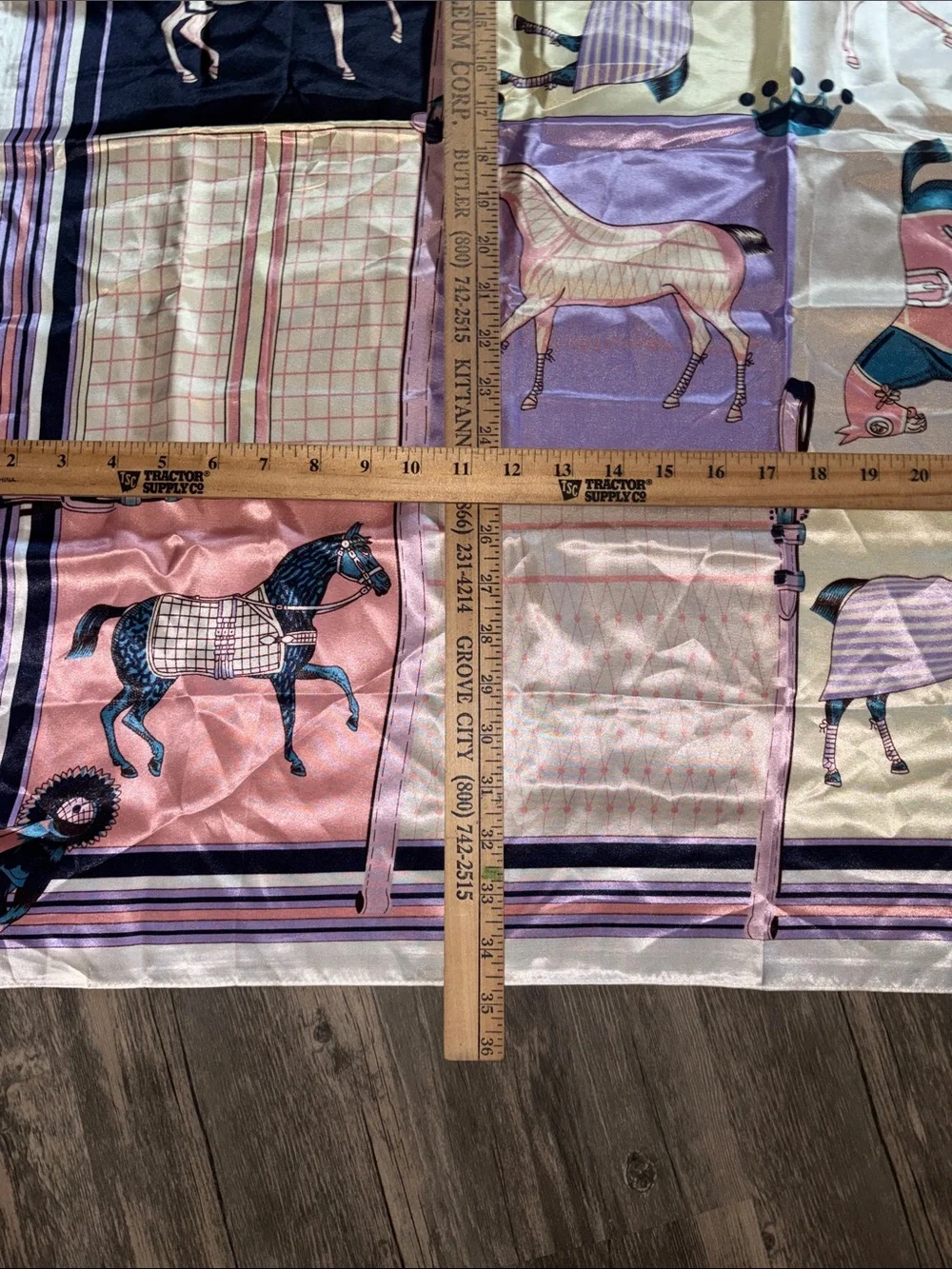 Vintage Silky equestrian-Print Decorative Scarf in Pink, Lavender, Navy